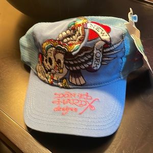 Ed Hardy powder blue unisex hat, new with tag, adjustable back